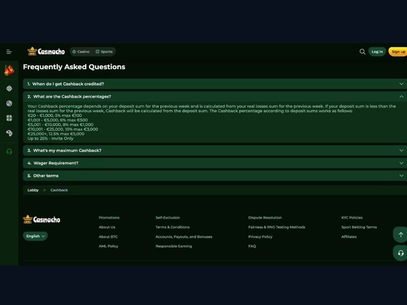 Bonus Buy jackpot e Spinola Liga su Casinacho Casino Nacho Casino per l'Italia